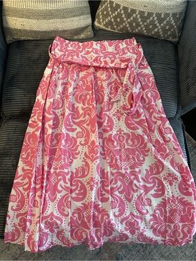 Talbots Pink and White Paisley Midi Skirt NWT